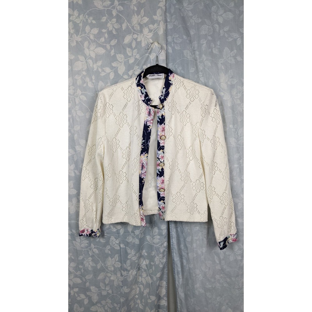 Another Thyme Vintage 70s Grandmacore Lace / Floral Jacket Sz 8
